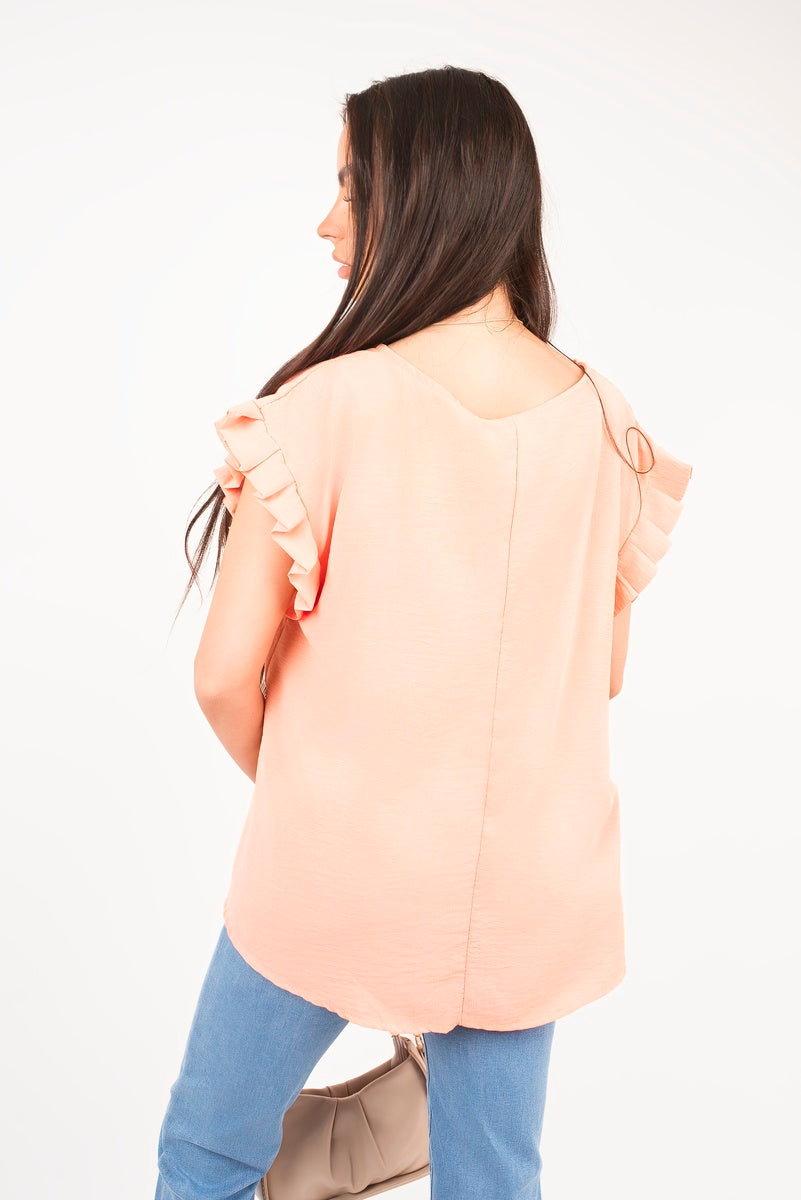 Ruffle Trim Sleeve Top
